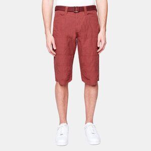 PROJEK RAW Men’s Size 30" Bungee Burgundy Cargo Capri Short Utilitarian Belt